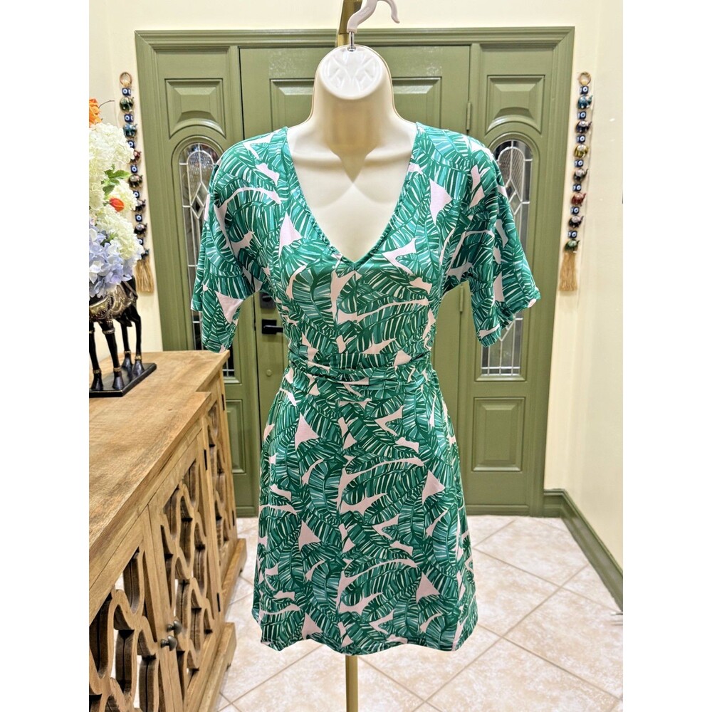 Let’s go banana tropical leaf print skort romper green size 4/6